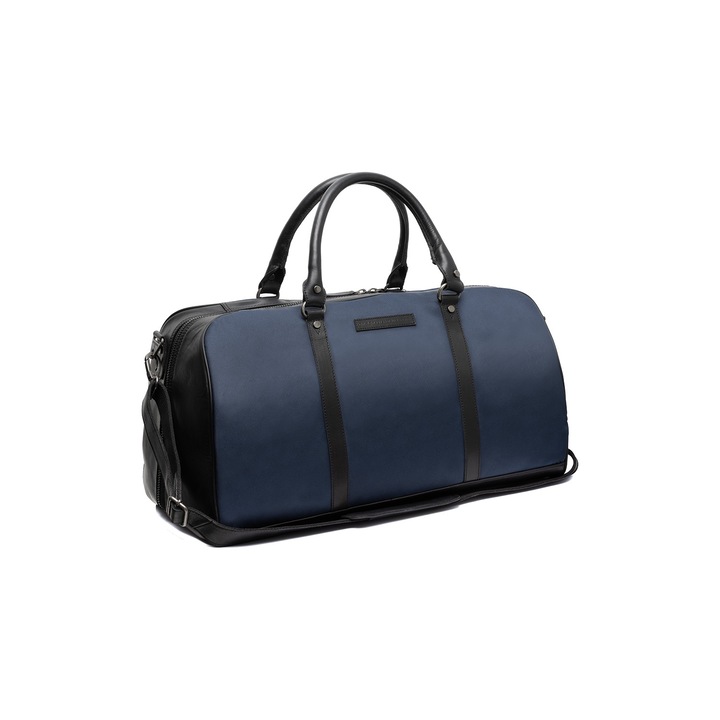 Geanta de voiaj unisex, The Chesterfield Brand, din nylon si piele, Tornio, Bleumarin