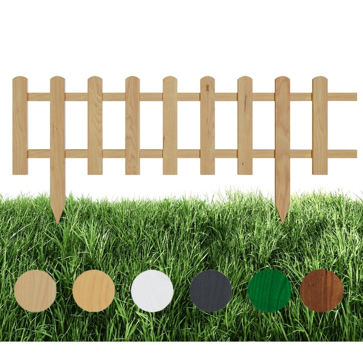 Gard de lemn pentru gradina, Floranica, Natural, 100 x 20 cm