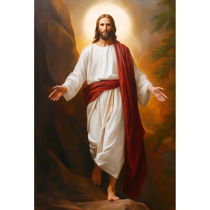 Set de broderie cu diamant, Isus Mantuitorul, 45x65 cm, Multicolor