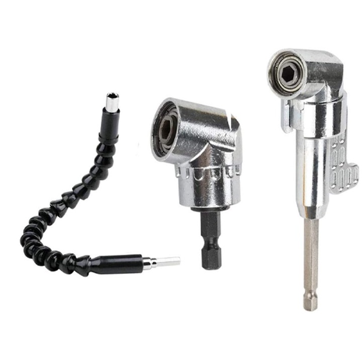 Комплект за пробиване и завинтване Rqiurpn, магнитна глава гъвкав удължител 11.6 инча ъгъл 105 градуса 3 броя