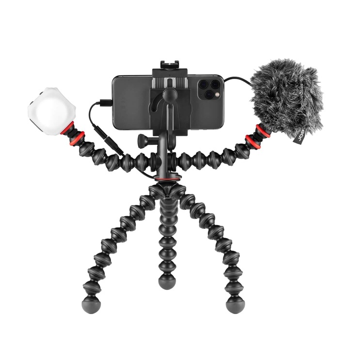 Kit vlogging modular, Joby, Trepied, Lampa, Microfon, Multicolor