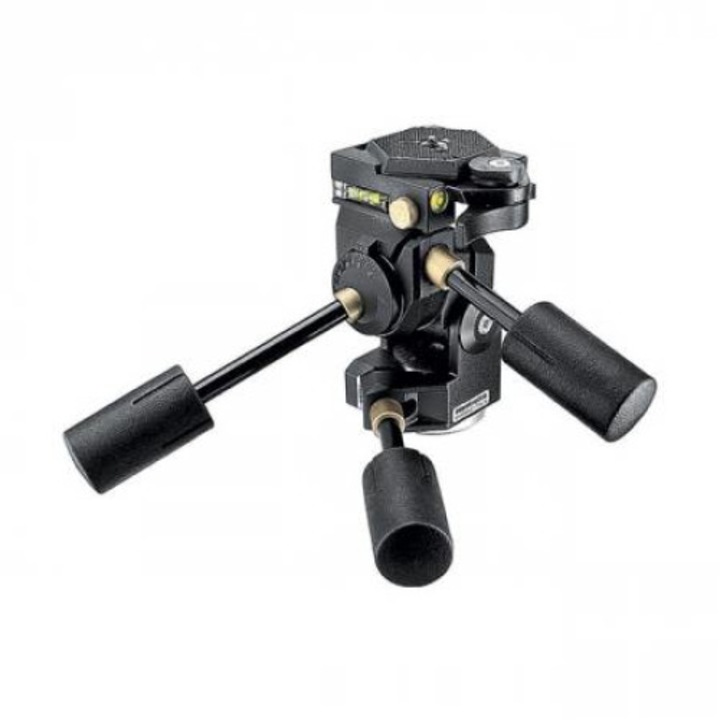 Глава за статив Super Pro, Manfrotto, алуминий, 3 нива, шестостенни плочи, 1/4"/3/4", 16 см, макс. 12 кг, черен