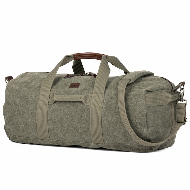 Пътна чанта, ThinkTank, Памук/Кожа, 75 L, 76 x 38 x 32 cm, Зелена