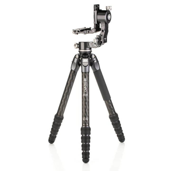 Set trepied si cap gimbal pliabil, Benro, Aluminiu, Suport 10kg, Inaltime max 153.4 cm, 2.8kg, Gri