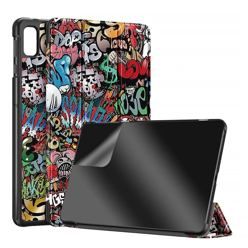 Set Husa Tableta din piele PU si Folie Silicon Transparent pentru Apple iPad 10.2 (2021/2020/2019), Protectie Completa 360, Hydrogel Regenerabil, Lipire pe toata suprafata, Interior Catifea, Functie de Stand, Display Protejat, Colturi Anti-Soc, Multicolor