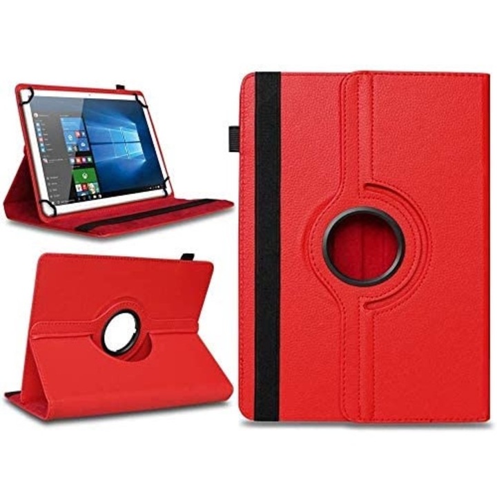 Univerzális forgatható tok 10 hüvelykes tablethez, műbőr, piros