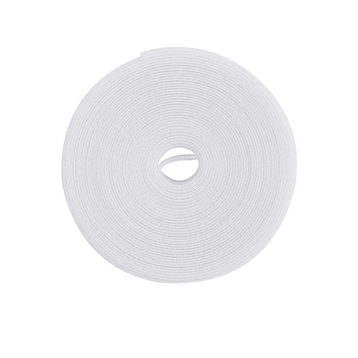 Велкро лента за организиране и задържане на кабели, PVC материал, бяла, размер 1 x 500 см, ORIGINAL DEALS