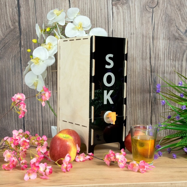 Gyümölcslé adagoló, DECORTREND, fa fekete akrillal 22x15x37cm