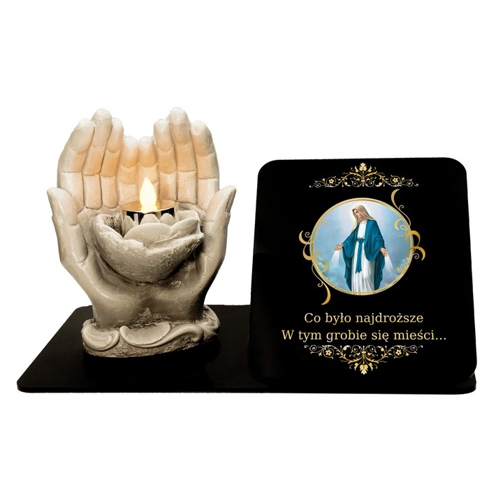 Lampa funerara LED DECORTREND, solara, rezistenta la intemperii, auriu/silver, 20x21x15cm