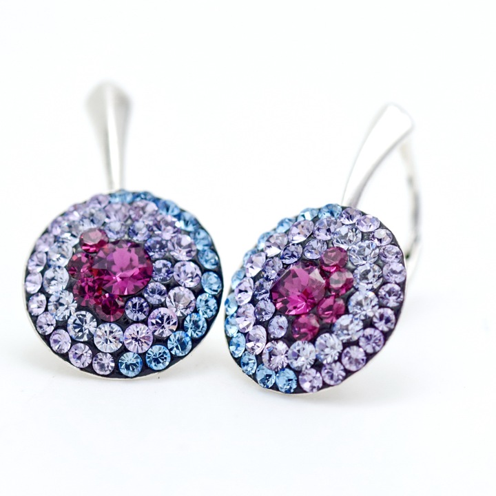 Cercei Swarovski Leverback Chaton Regal Purple – Argint 925