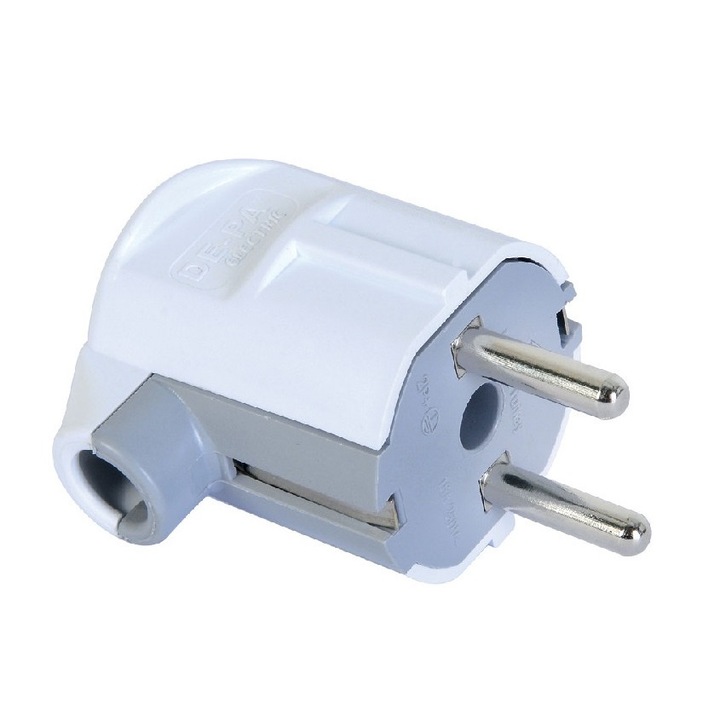 Anco Földelt dugó vezeték védővel oldalsó bevezetéssel, 16A, 250V, fehér/szürke, beltéri