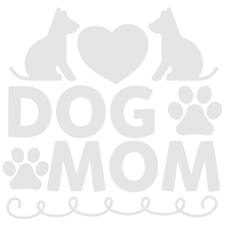 Sticker Exterior cu inimioara si labute cu textul "Dog mom" - mama de caini, Vinyl Alb, 20 cm