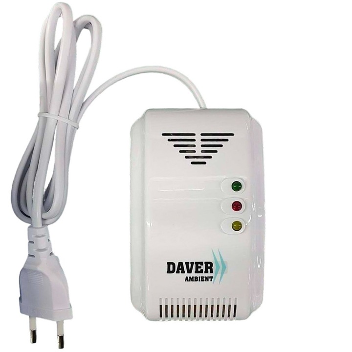 Senzor detector de gaz cu alimentare la 220V/50Hz si comanda electrovalva 220V/50Hz sau 12V curent continuu, Daver
