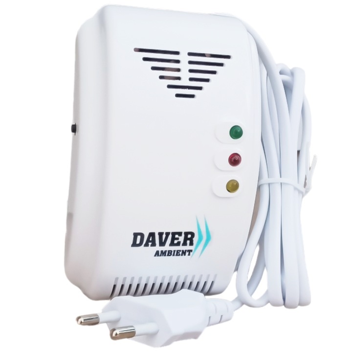 Senzor detector de gaz cu alimentare la 220V/50Hz doar pentru alertare sonora si luminoasa, Daver
