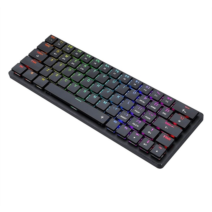 Tastatura Gaming Mecanica Bluetooth Cu Fir Si Wireless Redragon Elise Pro RGB neagra iluminare RGB