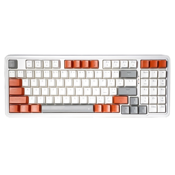 Tastatura Mecanica Gaming Redragon Gloria, iluminare RGB, Taste Colorate, Switch-uri Rosii, Alba