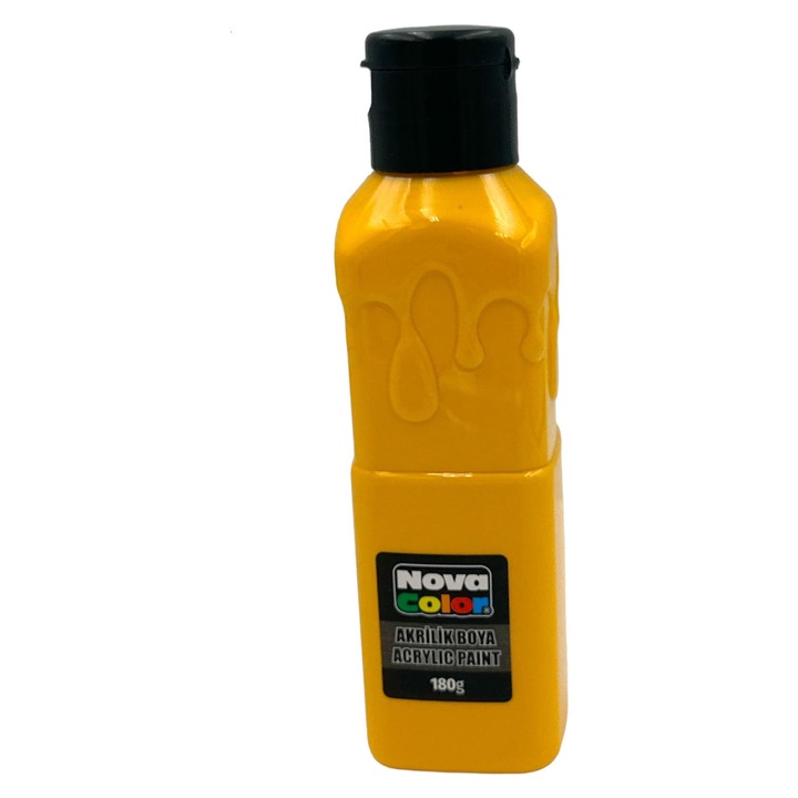 Culoare acrilica 180 ML, galben inchis, NOVA COLOR