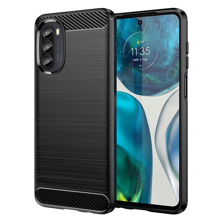 Motorola Moto G52 4G / Moto G82 5G kompatibilis burkolat - Techsuit karbon szilikon - fekete