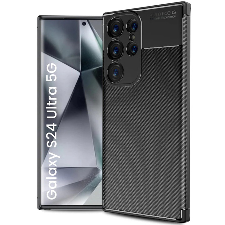 Кейс за Samsung Galaxy S24 Ultra - Techsuit CarbonFiber - черен