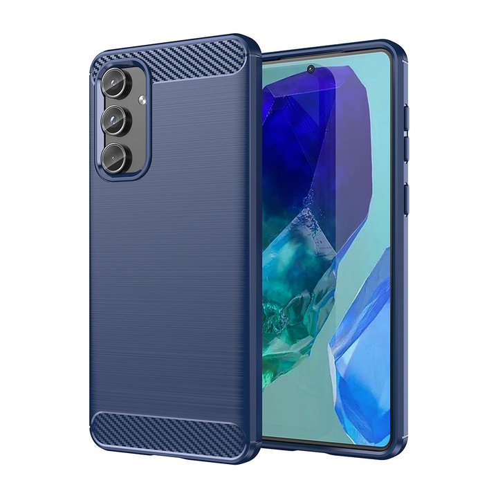 Кейс за Samsung Galaxy M55 - Techsuit Carbon Silicone - Син