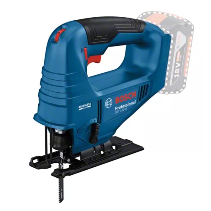 Fierastrau pendular pe acumulator BOSCH GST 183-LI Professional, 18V, cursa 20 mm, 3300 rpm, prindere T, fara acumulator/incarcator