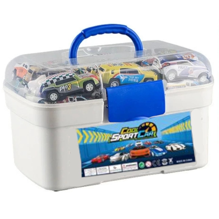 Set 50 masinute de jucarie, Luxma, Plastic, Cu model, 3 ani+, Multicolor