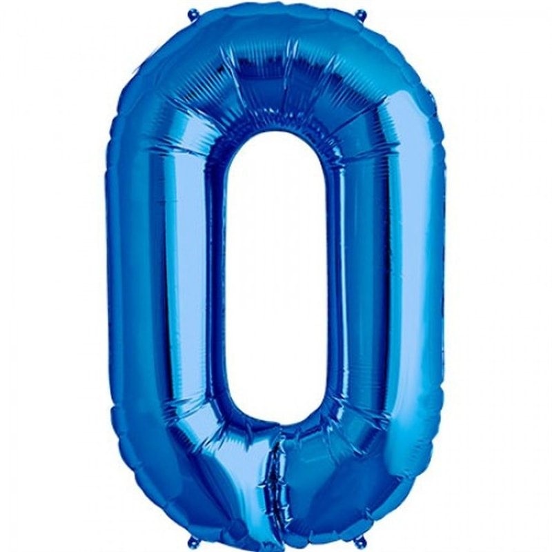 Balon folie figurina mare cifra 0 albastru (Blue), 86 cm, Amscan 28270