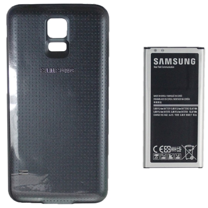 Допълнителна батерия Samsung, 3500mAh + Капак за Samsung Galaxy S5 G900, Черен