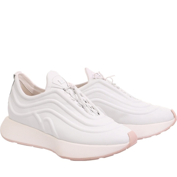 Tenisi dama Hogl, Piele naturala, casual, cu platforma, alb, Alb