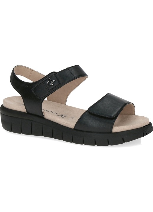 Sandale dama Caprice, Piele naturala, casual, cu platforma, negru, 40 EU