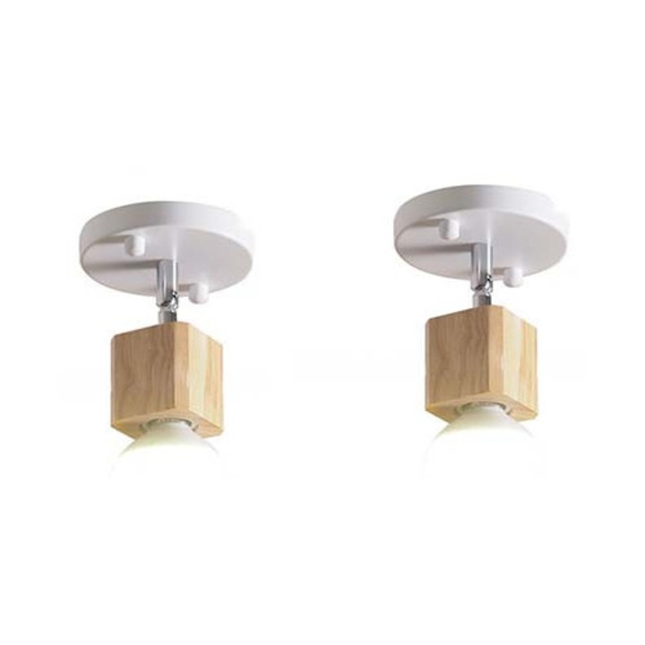 SET 2 Buc Aplica Vintage Retro lemn Alb, cu bec led E27 7w cald, 1 Brate reglabile trandafi led MY06