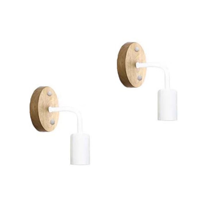 Set 2buc Aplica Vintage Retro lemn Alb, 1 Brate reglabile trandafi led MY07WH