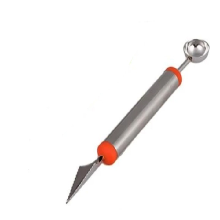 Cutit de sculptat cu lingurita de fructe cu dubla utilizare din otel inoxidabil