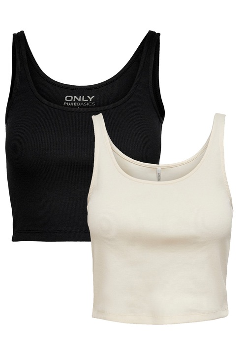 Комплект 2x дамско горнище ONLY, 4052, Памук, Бял/Черен