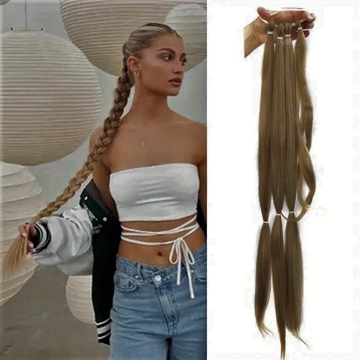 Coada par Saten Deschis, pentru impletit, fibre sintetice speciale care imita parul natural, 80 cm, Animis Beauty ®