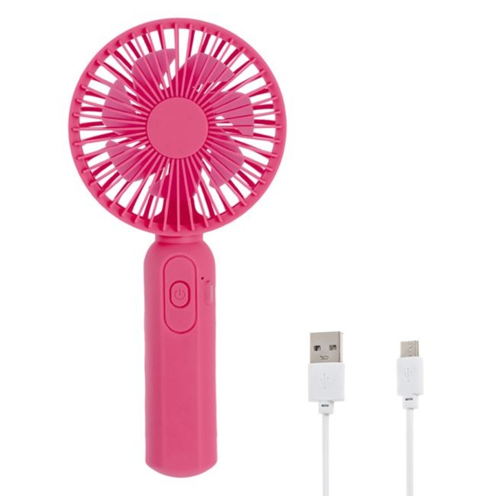 Mini íróasztali/kézi ventilátor, rózsaszín, Újratölthető USB-vel, 19cm