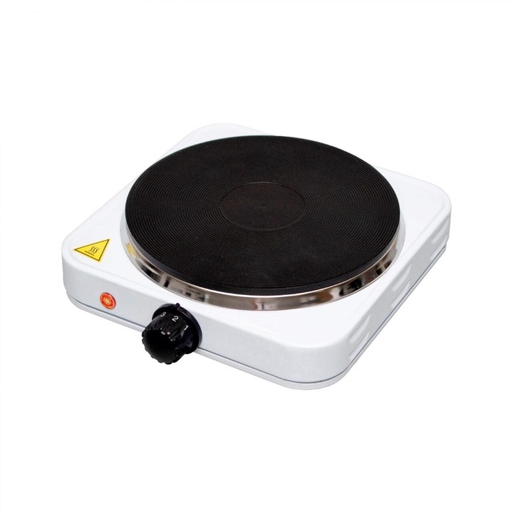 Hordozható főzőlap, 1 x 1500 W, állítható termosztát, fehér, 21 x 6,5 x 25,5 cm