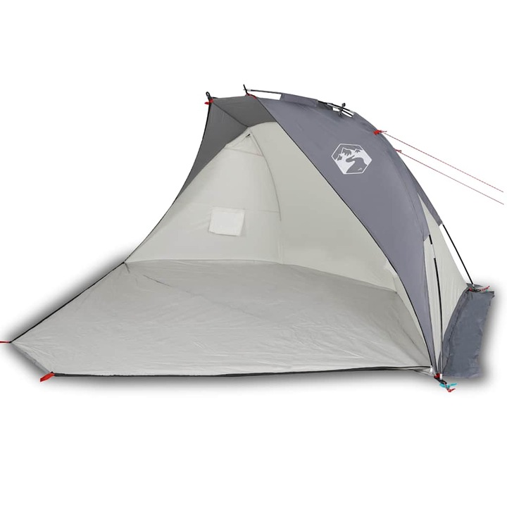 Cort de plaja vidaXL, gri, 268x223x125 cm, poliester 185T, 2.05 Kg