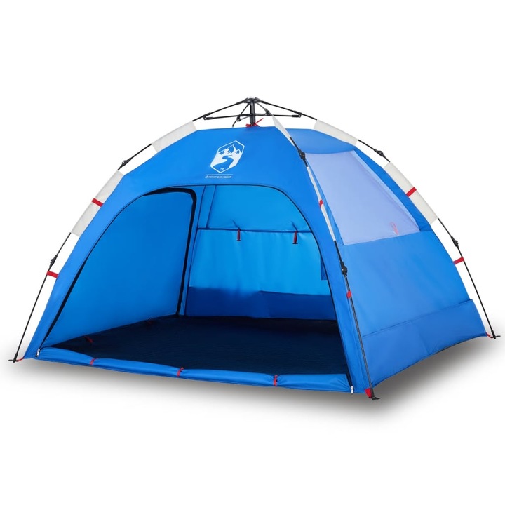 Cort camping 4 persoane vidaXL, albastru azur, impermeabil setare rapida, 2.2 Kg