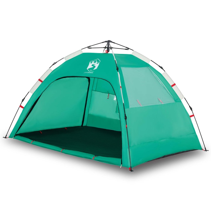 Cort camping 4 persoane vidaXL, verde marin, impermeabil setare rapida, 2.2 Kg