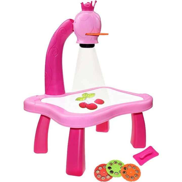 Set Tabla de desenat, 12 Carioci, modele figurine, pentru copii, 39 x 7 x 28 cm, roz, Dalimag