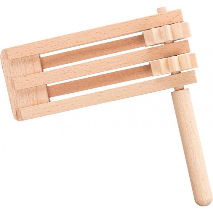 Двойна дървена дрънкалка, Goki, 15.5x1.5x9.5cm, естествена