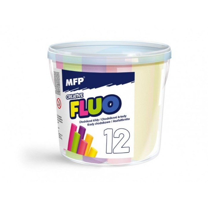 Set Creta de Trotuar Neon, MFP, 12 Bucati, Multicolor, 115x115x115mm