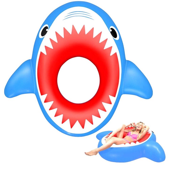 Надуваема лодка "Акула", QttvbTna, PVC, 55 x 53 ", многоцветна