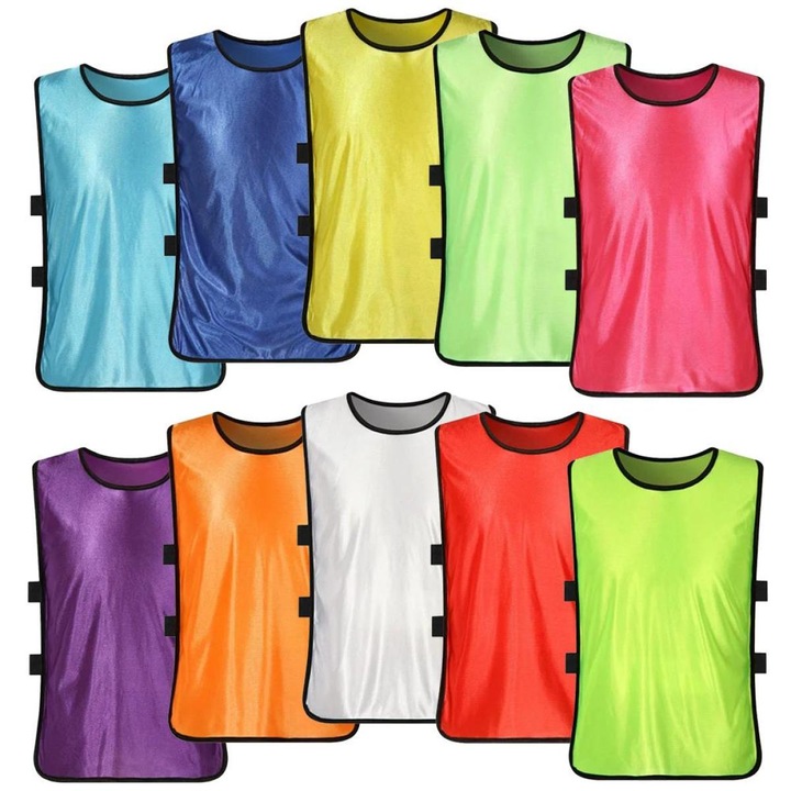 Set 10 Veste Antrenament pentru copii, QttvbTna, Poliester, 55 x 36 cm, Multicolor