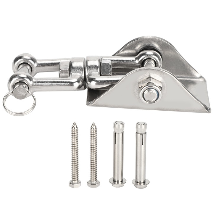 Rozsdamentes acél forgóhorog függőágyakhoz és hintákhoz, BGHYHYHI, 9,5x7x4,5 cm, maximális teherbírása 450 kg, ezüst