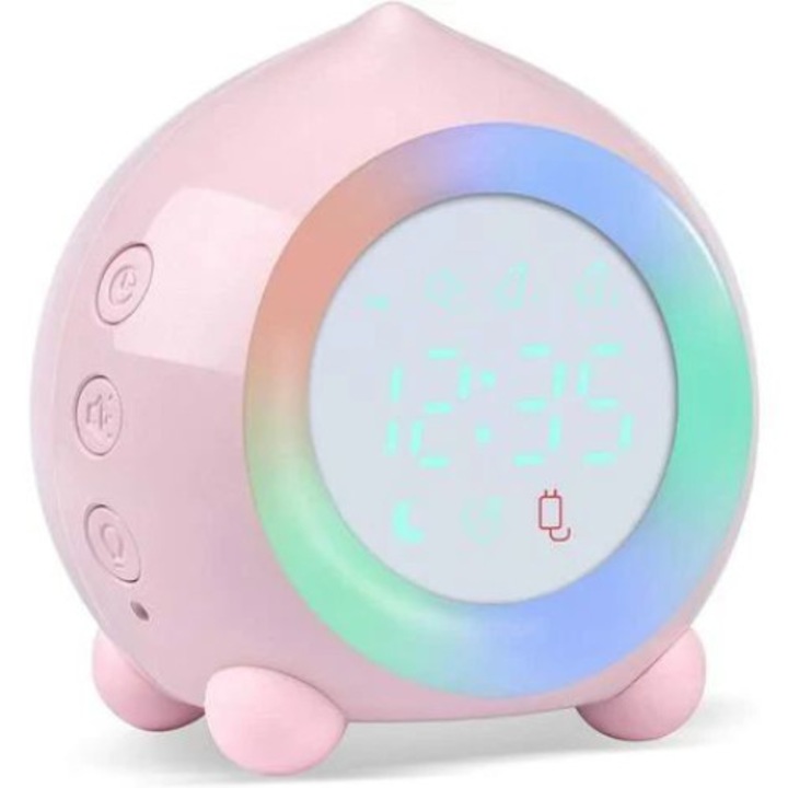 Ceas desteptator digital, QttvbTna, LED, 7 culori, USB