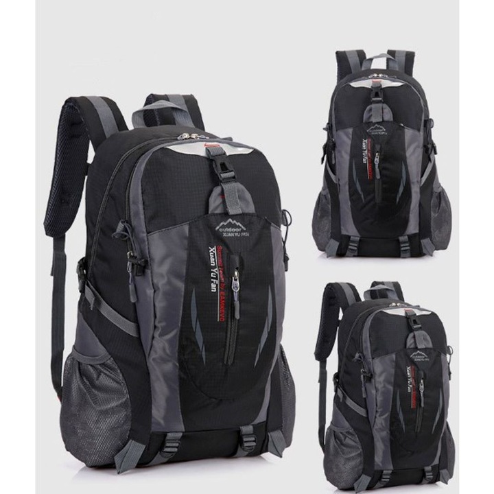 Rucsac QttvbTna, 40L, nylon, negru, 31x19x51cm