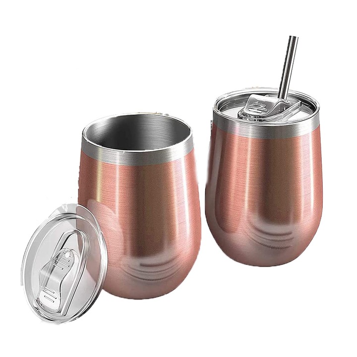 Чаши за вино от неръждаема стомана, комплект, изолирани, 9xсм