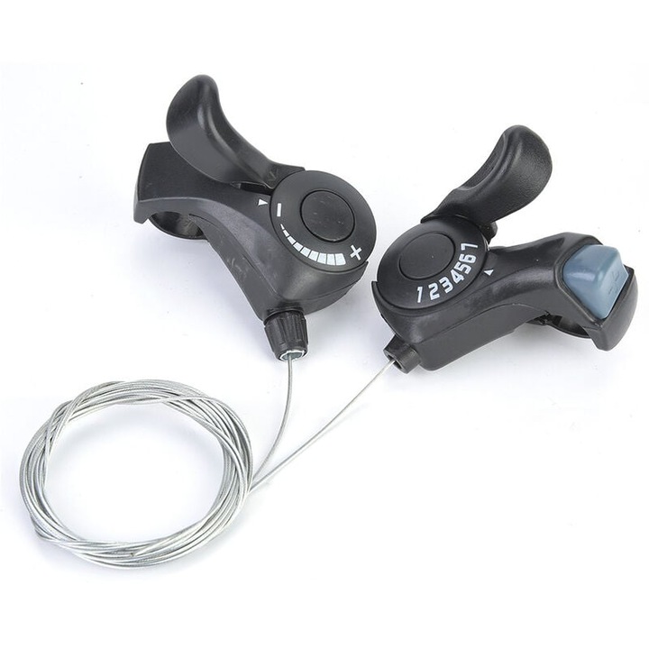 Manete schimbator bicicleta QttvbTna SL-TX30, aluminiu, negru, 3x7 viteze, set 2, 22.2mm